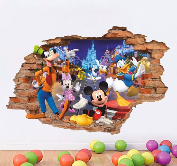 Disney 3D Wall Decal Disneyland Mickey Mouse Wall Sticker Etsy