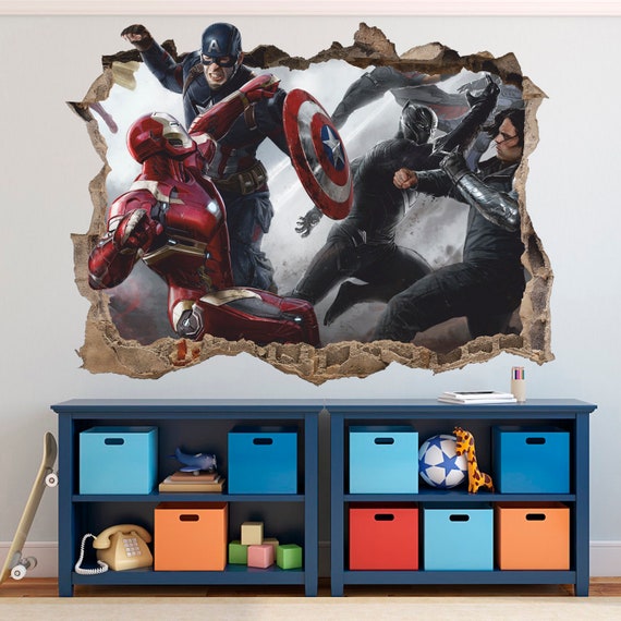 Avengers 3d Wall Decal Marvel Wall Sticker Removable Vinyl Etsy