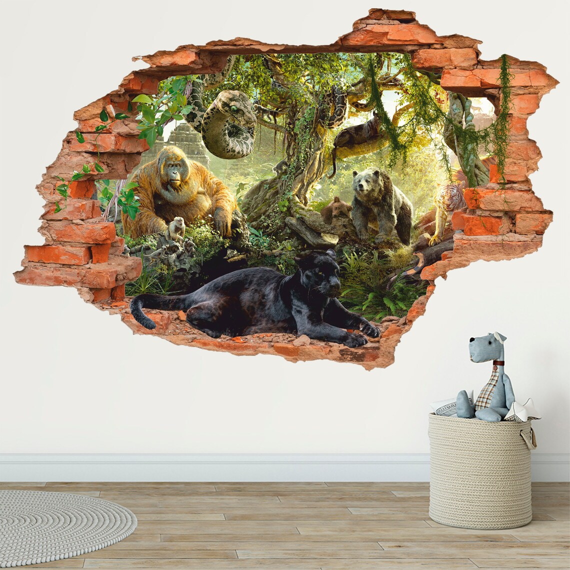 Jungle 3D Wall Decal Wild Nature Wall Sticker Jungle Book Etsy
