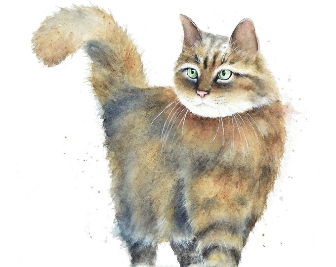 Kitten Watercolor Art Print by Christy Barber| Brown Tabby Cat, Animal Print, Pet Artwork, Cat Wall Decor, Cat Lovers Gift