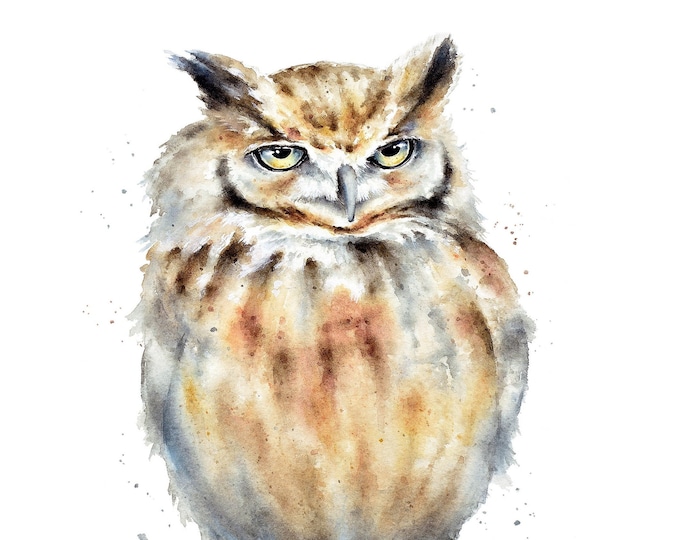 Owl Painting by Christy Barber | Owl Watercolor Print, Owl Watercolor, Owl Artwork, Owl Home Decor, Bird Painting, Owl Print, Bird Print
