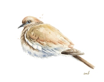 Original Mourning Dove Watercolor Print: Bird of Peace and Love