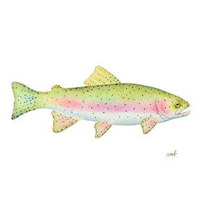 Rainbow Trout Watercolor Art Print: Fly Fishing Decor