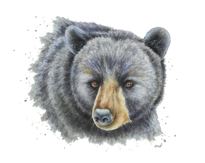 Bear Watercolor Painting| Black Bear Print, Bear Decor, Animal Painting, Bear Wall Art, Cabin Decor, Bear Art Print, Bear Artwork, Wildlife