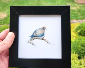 Framed Mourning Dove Watercolor Print: Minimalist Animal Wall Art
