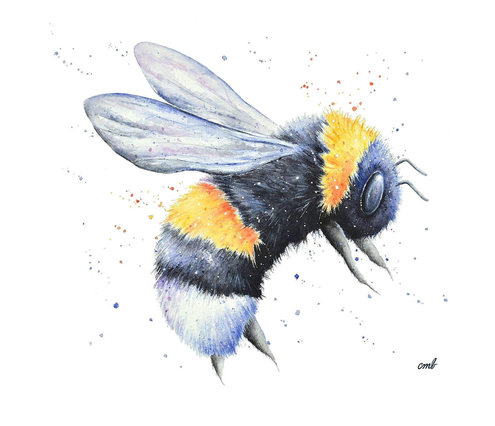 Bee Watercolor Print Bee Watercolor Bumblebee Painting Bee Etsy