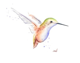 Original Hummingbird Watercolor Painting| Bird Art Miniature, Bird Illustration, Artist's Study, Wall Art, Animal, Home Decor, Bird Lovers