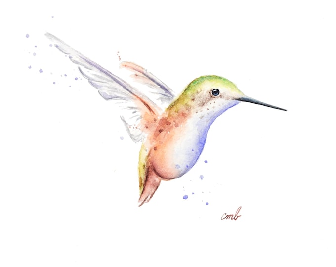 Original Hummingbird Watercolor Painting| Bird Art Miniature, Bird Illustration, Artist's Study, Wall Art, Animal, Home Decor, Bird Lovers
