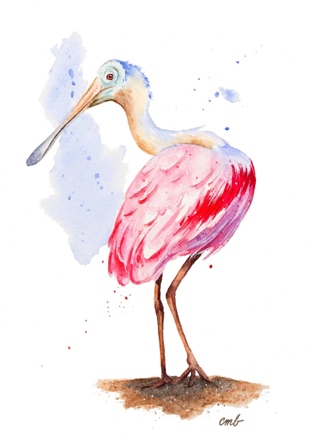 Original Roseate Spoonbill Watercolor Painting: Bird Art, Tiny Home ...