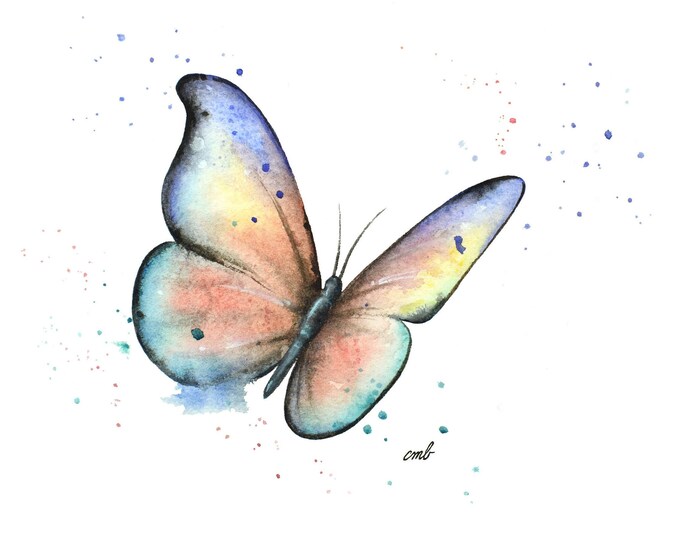 Butterfly Watercolor Print by Christy M Barber | Butterfly Painting, Butterfly Tiny Mini Wall Art, Butterfly Decor, Butterfly Artwork