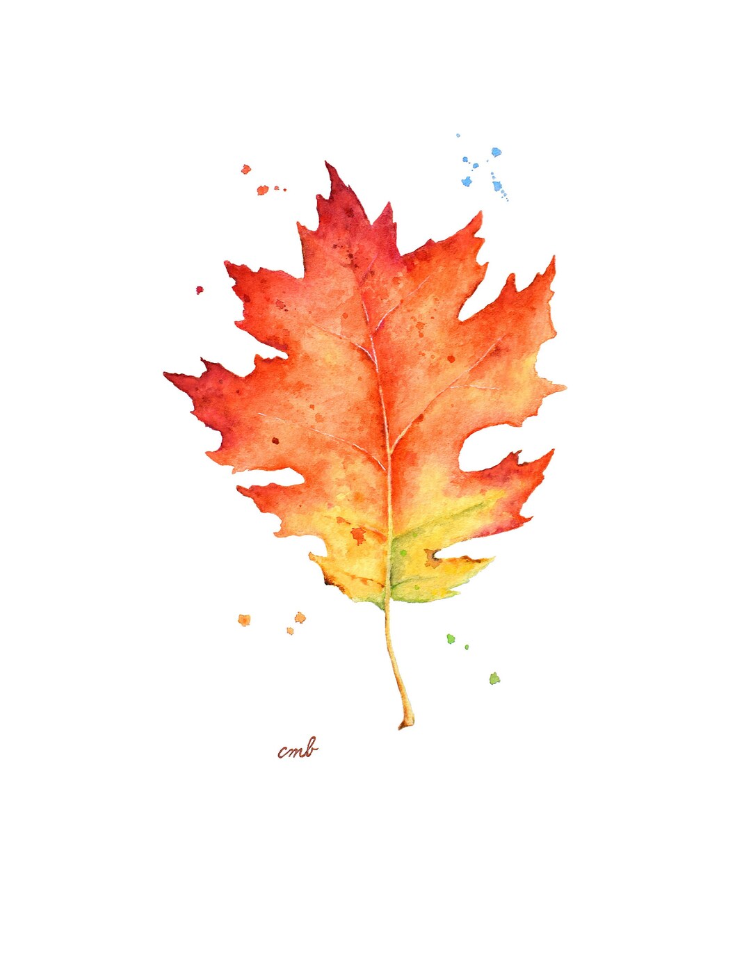 Autumn Leaf Watercolor Painting Fall Leaf Watercolor Leaf Etsy
