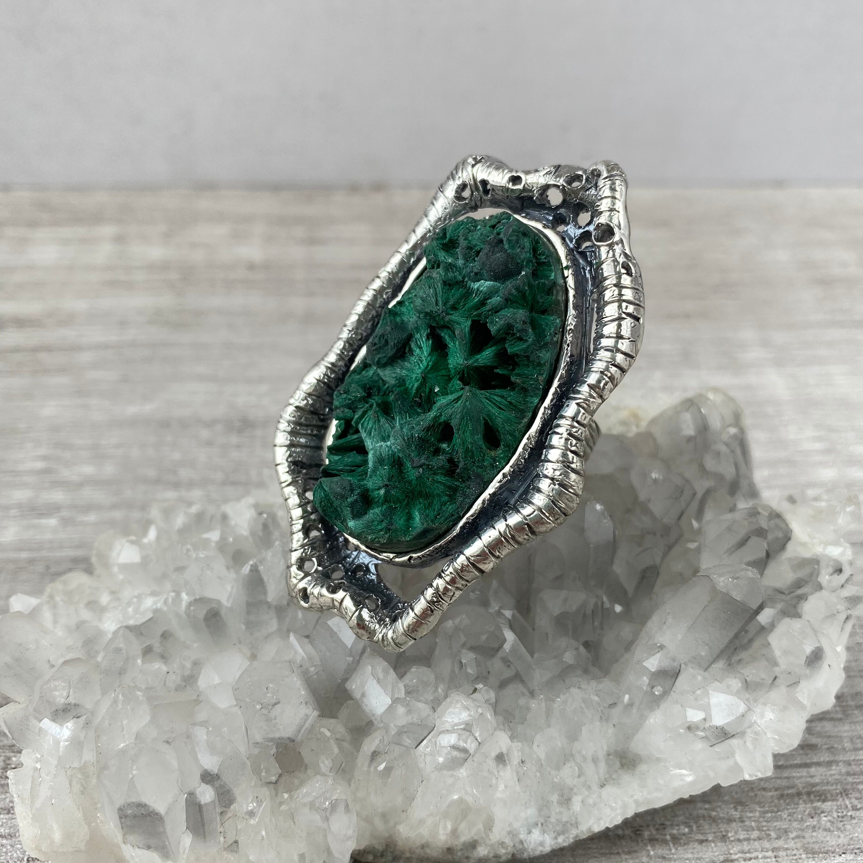 Sterling Silver Raw Malachite Ring Large Raw Stone Ring Big - Etsy