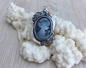 Vintage Cameo pendant necklace Silver 925 for women Armenian Vintage jewelry Cameo Filigree pendant Gift for grandmother Victorian pendant