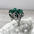 Armenian jewelry big branch ring with raw malachite sterling silver Green druzy ring Twig ring for women, large crystal ring made in Armenia product logo