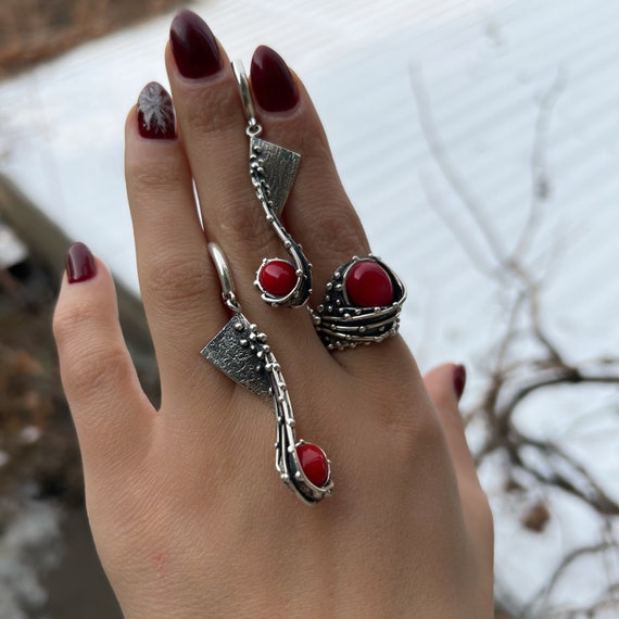 Red stone butterfly finger ring - Silvermerc Designs - 4239552