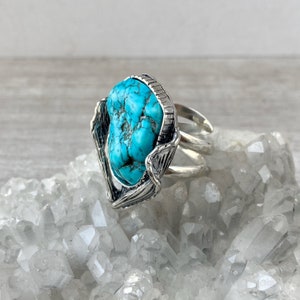 Unique Abstract Ring Turquoise Ring Adjustable Sterling - Etsy