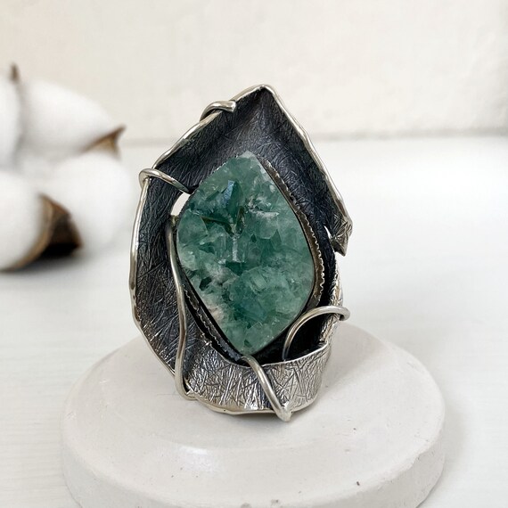 Raw fluorite ring best sale