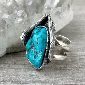 Unique Abstract Ring Turquoise Ring Adjustable Sterling - Etsy