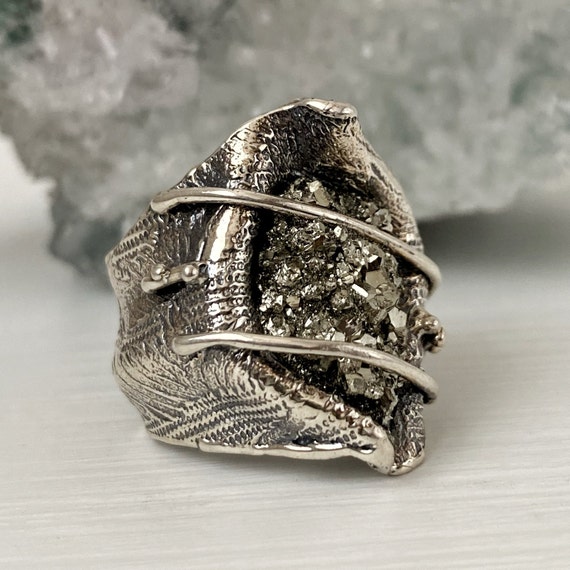 Buy DVISHA Certified Raw Pyrite Adjustable Rings for Abundance Pyrite Stone  - Original Ring - Pyrite Ring for Women and Men - Real Pirate Stone Crystal  Ring for Attract Money, Wealth, Will