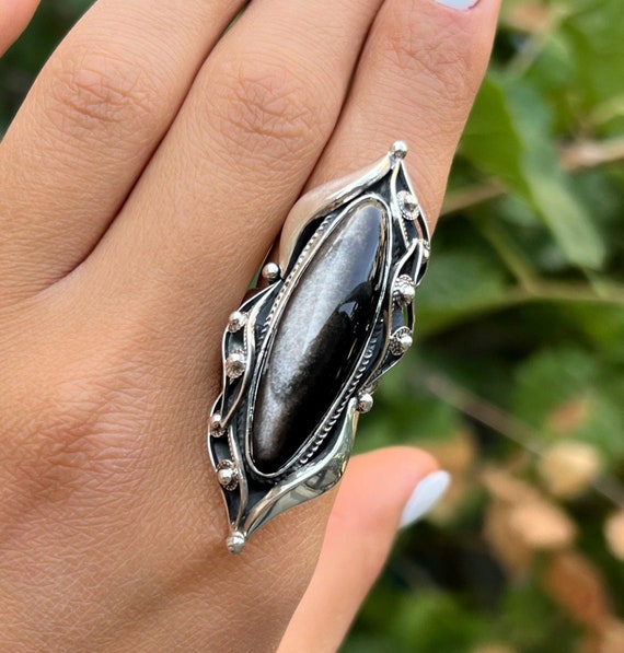 Silver obsidian best sale ring