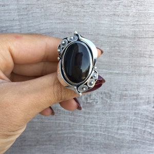 Black Onyx Ring Sterling Silver for Women Black Stone Oval - Etsy