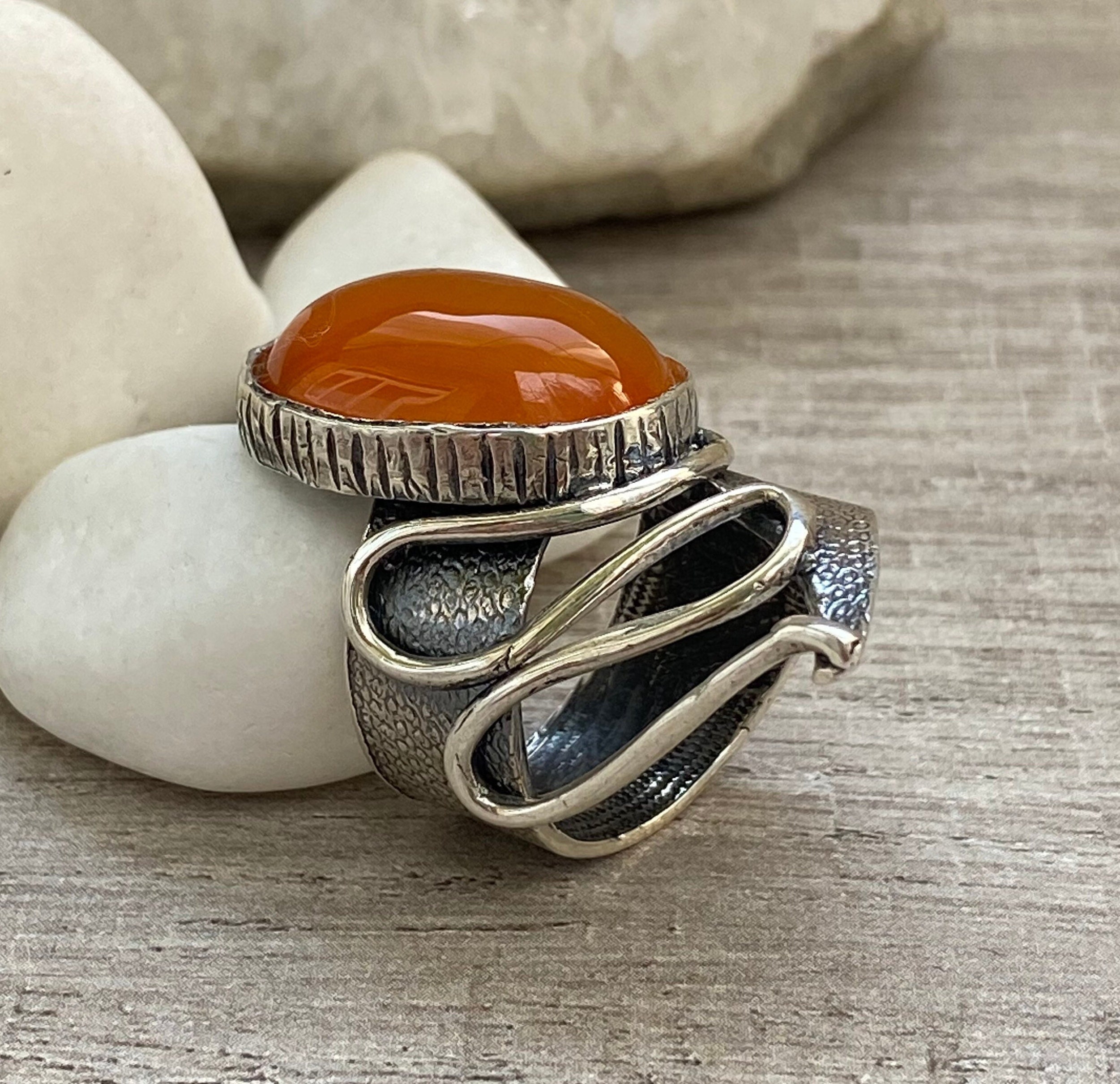 Carnelian stone ring sterling cheap silver