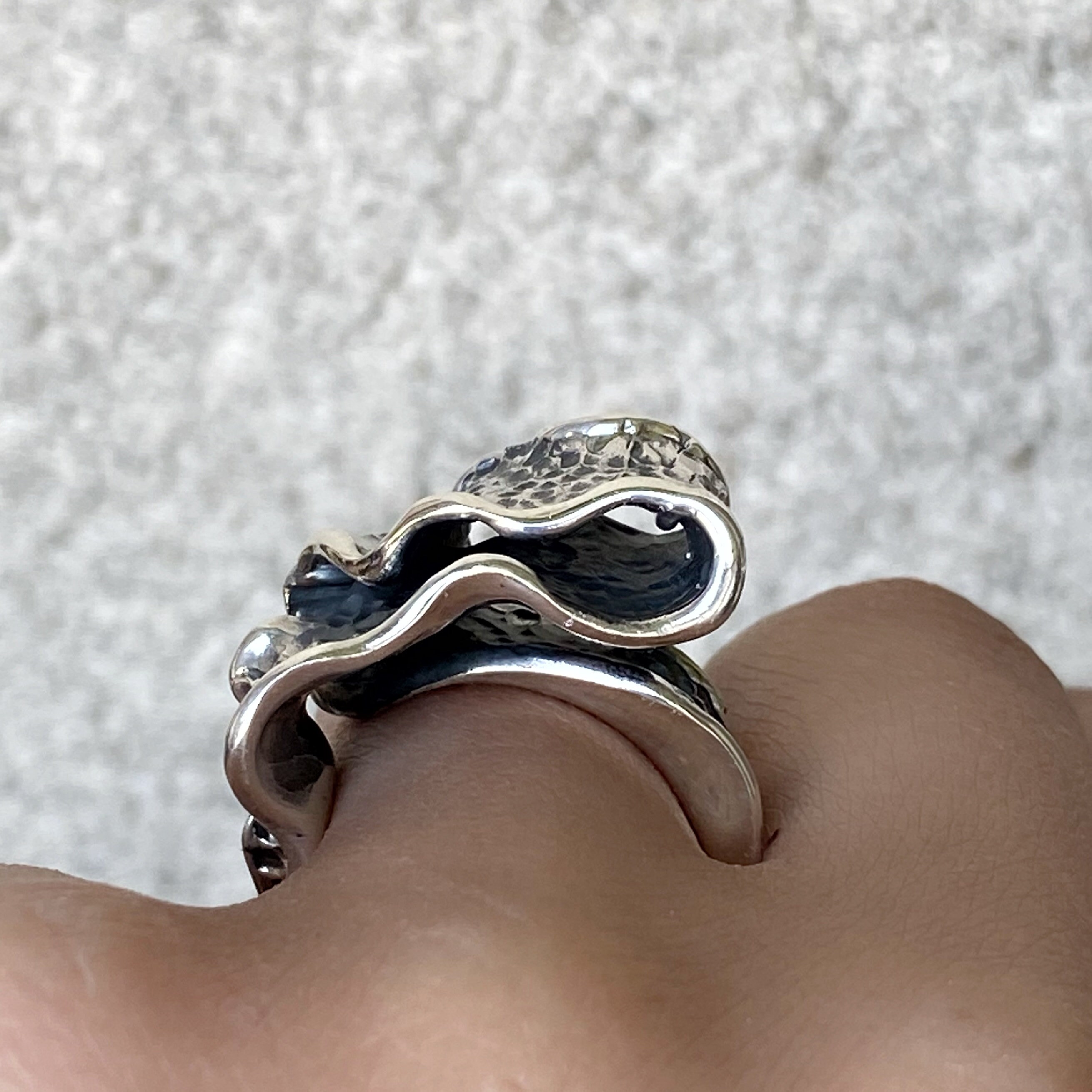 Abstract ring Chunky rings women textured ring Sterling Etsy