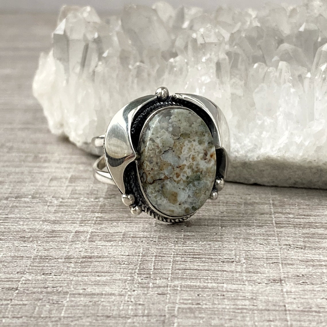 Adjustable Moss agate ring Sterling silver for women Agate | Etsy