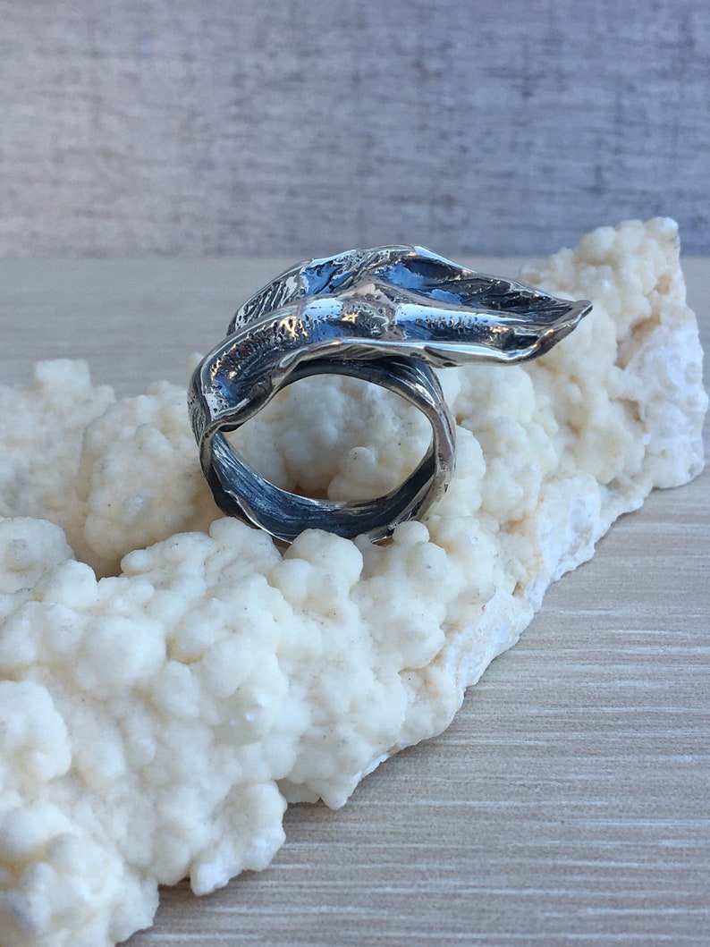 Armenian jewelry for teens Handcrafted rings large adjustable leaf design ring Sterling silver statement ring for woman