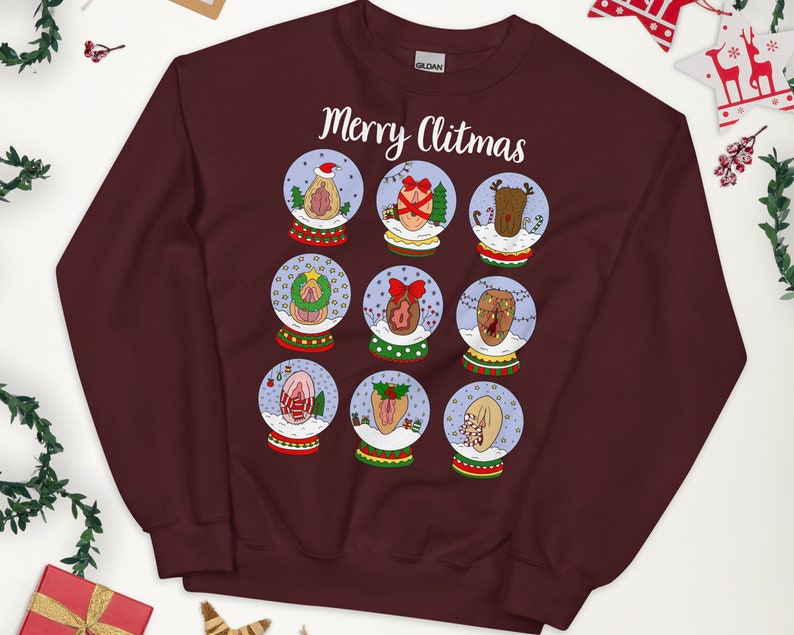 Ugly Christmas Vulva Snow Ball Sweatshirt Naughty Holiday Gag Gift for
