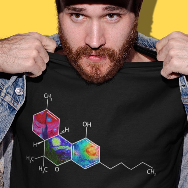 THC Molecule Shirt, Psychedelic Shirt, The Starry Night, Cannabis Shirt, Trippy Shirt, Geometric Chemistry Shirt, 420, Psy