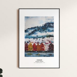 A3 NORDIC PRINT, A3 Print, Art Print, Bergen,Mountain Art, A3 420mm x 297mm, House Decor, Prints from original artwork by tomwbrowndesign