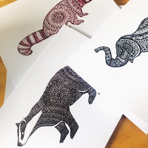 Paquet de cartes De Mandala Animal, cartes imprimées vierges, paquet de cartes de vœux, Notelets de plantes, Format A6.