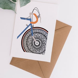 Bike Mandala Card, schede stampate in bianco, Single Plant Card, Plant Notelets, formato A6.