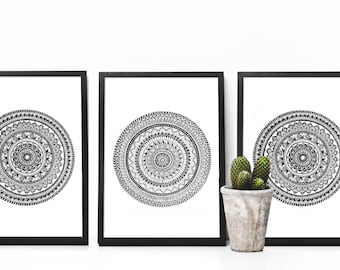 Mandala Postcard Set, set of three A6 postcards, 148mm x 105mm, postcard prints from original artwork, high quality art prints