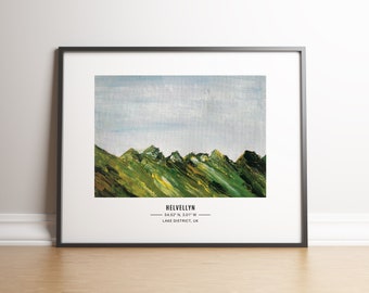 Helvellyn Painting Print. Abstract Lake District Print.  Lake District Mountain print from Original acrylic painting by tomwbrowndesign.