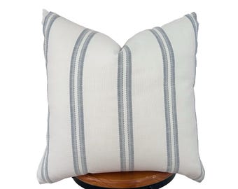 NEW/ Blue gray and white floral Pillow Cover, blue gray and white striped pillow cover, pillow combos