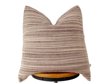 Chiang Mai Cotton pillow cover ,  Rusty brown and cream striped pillow cover