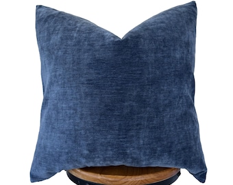 New /  blue velvet pillow cover