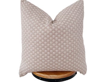 NEW/ Traditional hand woven cotton fabric pillow cover, light brown check design