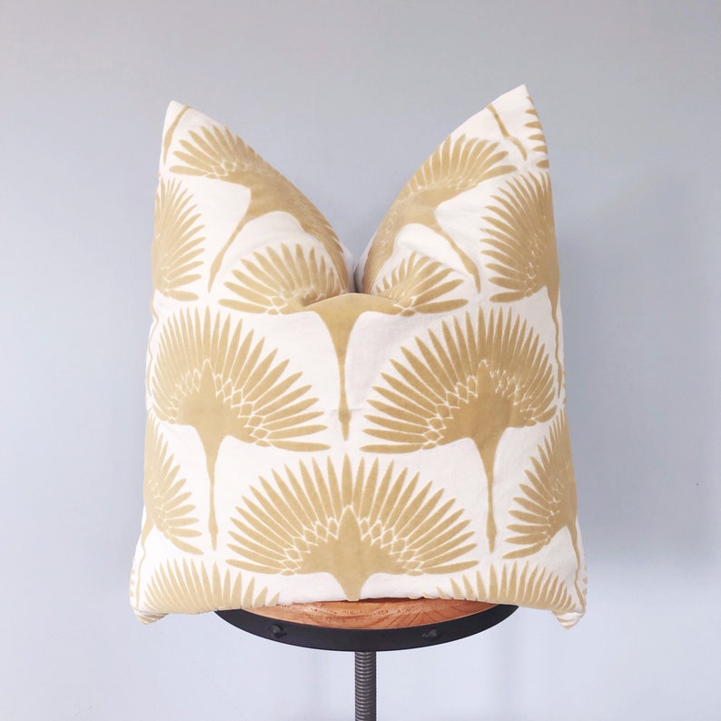 Golden and off white velvet pillow cover for sofa pillow Etsy