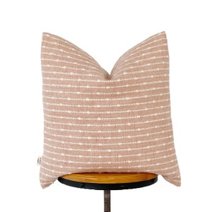 Light pink and cream color striped pillow cover