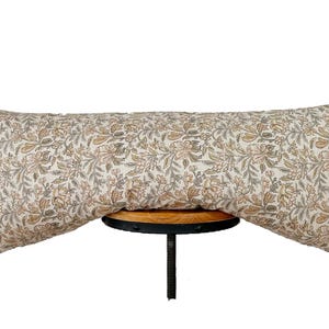 block print linen pillow, Brown/light gray/tan color floral pillow. lumbar pillow cover.14×30&quot;14×34&quot;14×46&quot;