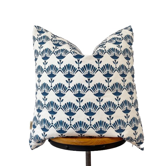 Indigo Blue and White Floral Pillow Cover Etsy