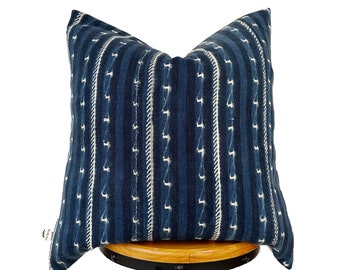 Indigo blue Mudcloth pillow cover. 20x20”