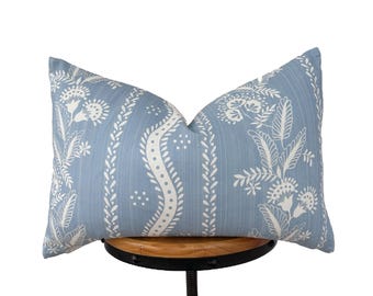Blue and white Floral Designer Fabric Pillow Cover