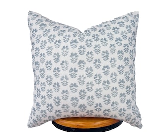 Blue gray and white floral Pillow Cover, blue gray and white striped pillow cover, pillow combos