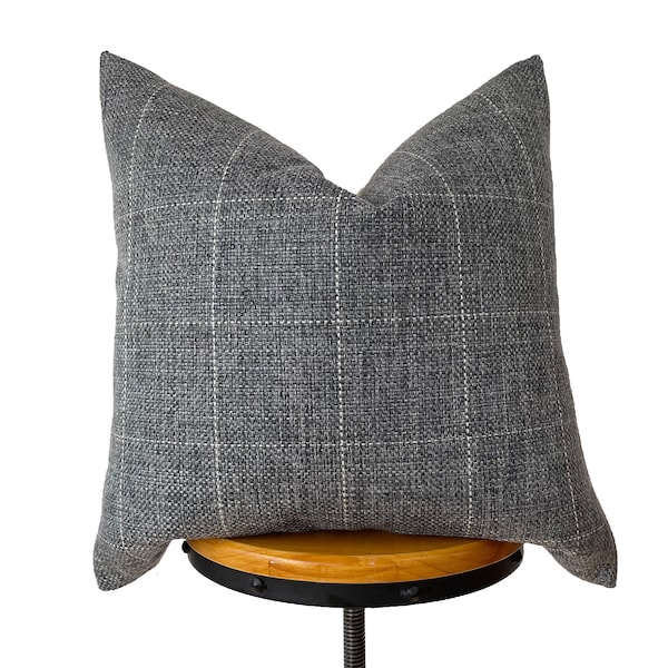 Gray check pillow cover, Windowpane Pillow cover, For sofa pillow cover.