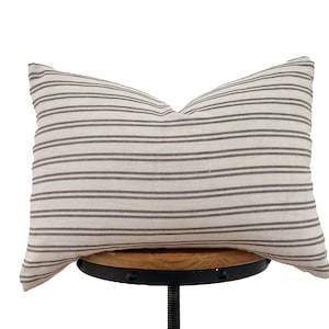 federa per cuscino a righe marroni e naturali, federa per cuscino lombare