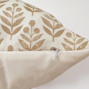 Designer fabric pillow cover, Light Rusty and cream floral pillow cover image 2